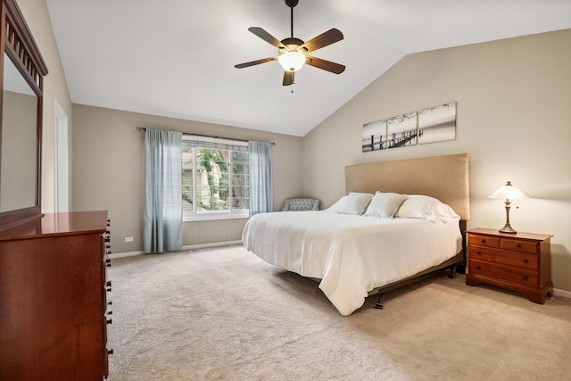 2330 Worthing Dr, Naperville, IL 60565 - bedroom featuring vaulted ceiling, carpet floors, and ceiling fan