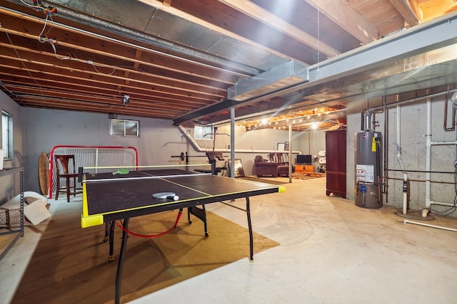 2330 Worthing Dr, Naperville, IL 60565 - recreation room featuring water heater and unfinished concrete floors