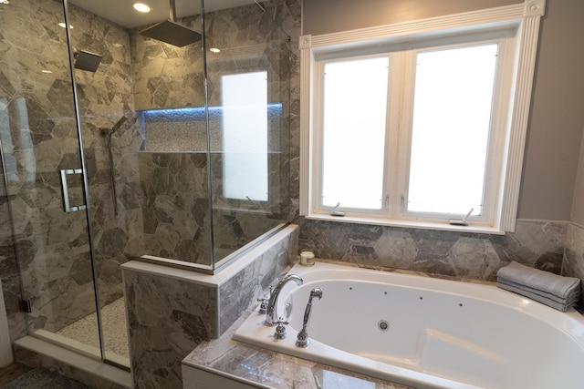 131 Glenbrook Cir, Gilberts, IL 60136 - bathroom featuring a marble finish shower and a whirlpool tub