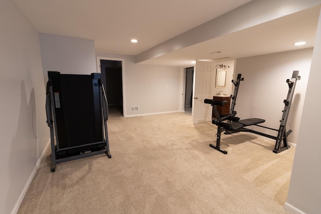 131 Glenbrook Cir, Gilberts, IL 60136 - workout area with light colored carpet and recessed lighting
