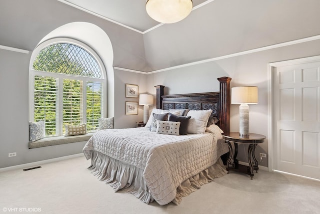 8S241 Dunham Dr, Naperville, IL 60540 - carpeted bedroom featuring ornamental molding and lofted ceiling