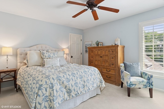 8S241 Dunham Dr, Naperville, IL 60540 - bedroom with light colored carpet and a ceiling fan