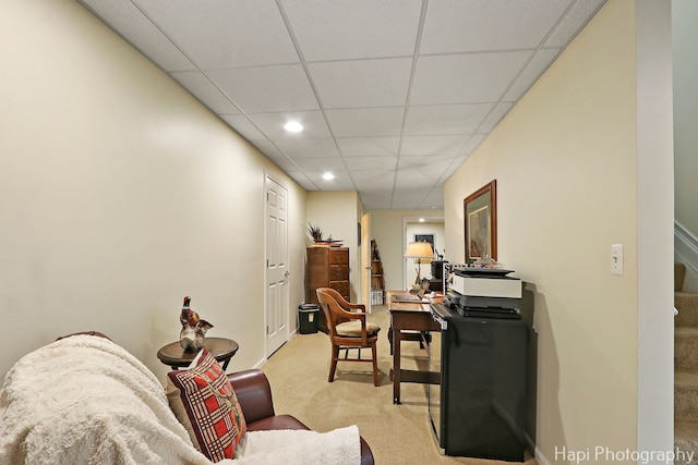 4 Shadow Creek Ct, Lake In The Hills, IL 60156 - office with light carpet, recessed lighting, and a drop ceiling