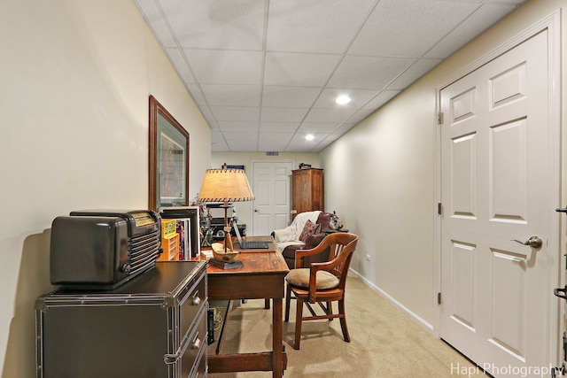 4 Shadow Creek Ct, Lake In The Hills, IL 60156 - office featuring light colored carpet, a paneled ceiling, and recessed lighting