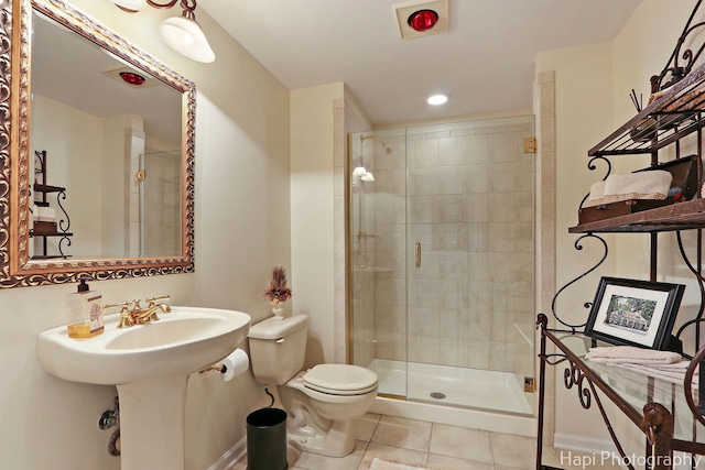 4 Shadow Creek Ct, Lake In The Hills, IL 60156 - bathroom with tile patterned floors, a stall shower, and recessed lighting