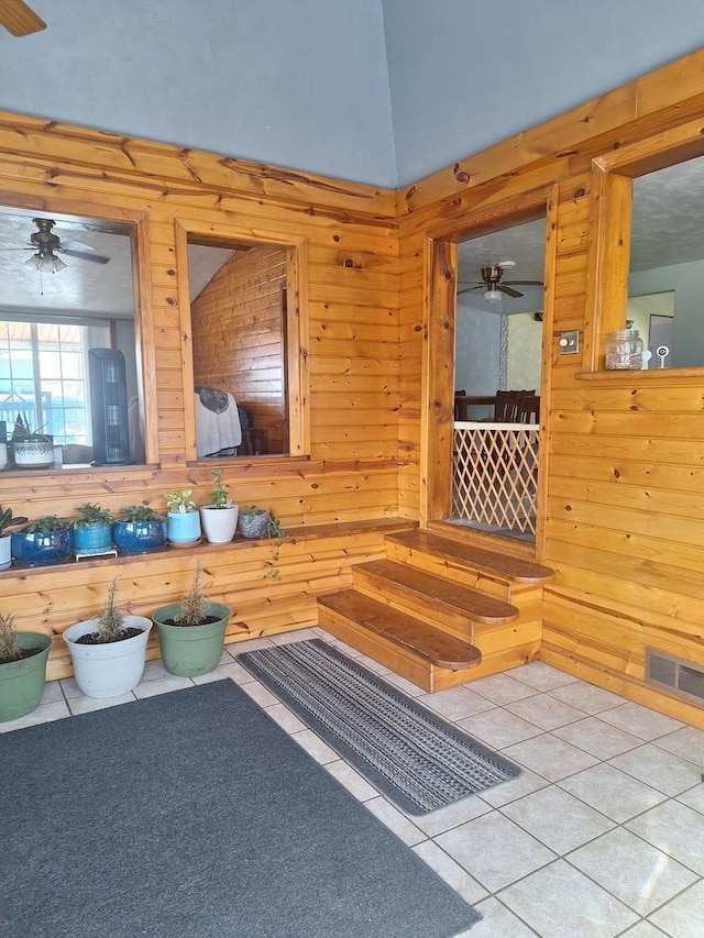 306 N Joy St, Tampico, IL 61283 - detailed view of a ceiling fan, wood walls, and a sauna