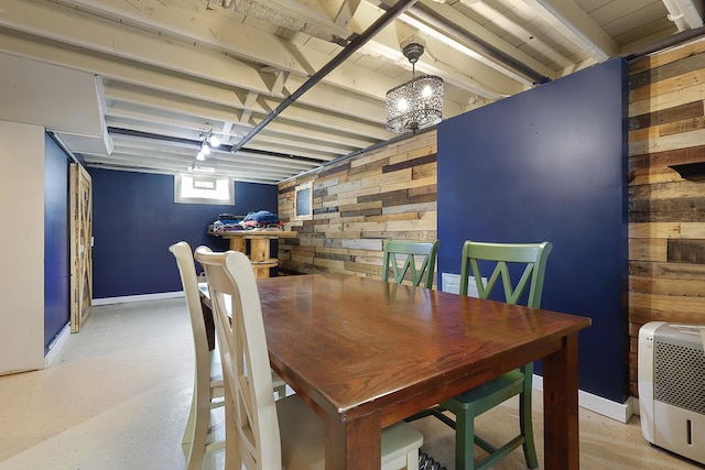 3414 Franklin St, Highland, IN 46322 - dining area featuring wood walls and heating unit