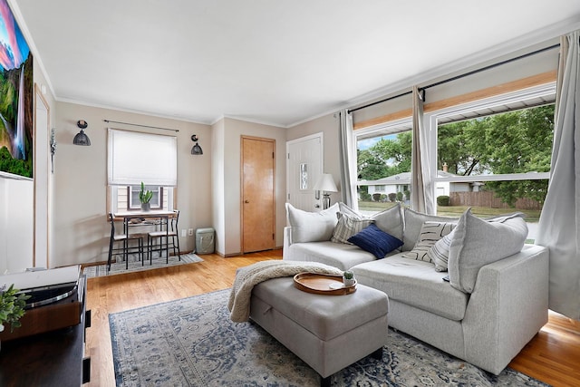 3414 Franklin St, Highland, IN 46322 - living room with plenty of natural light, ornamental molding, and wood finished floors