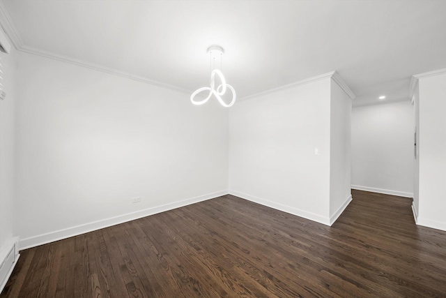 2228 Central St Unit 3, Evanston, IL 60201 - unfurnished dining area with ornamental molding, a chandelier, dark wood-style flooring, and recessed lighting