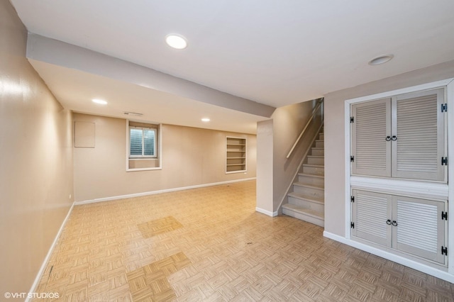 316 Ambleside Dr, Roselle, IL 60172 - basement featuring stairway and recessed lighting