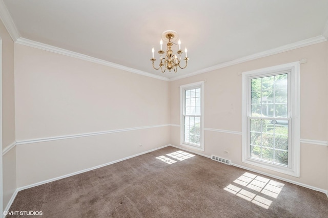 316 Ambleside Dr, Roselle, IL 60172 - carpeted spare room featuring a chandelier and crown molding