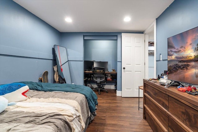 23463 N Meadow Ln, Barrington, IL 60010 - bedroom with dark wood-type flooring, a desk, and recessed lighting
