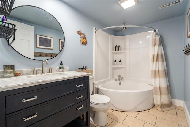 23463 N Meadow Ln, Barrington, IL 60010 - bathroom with vanity, tile patterned floors, and a combined bath / shower with rainfall shower