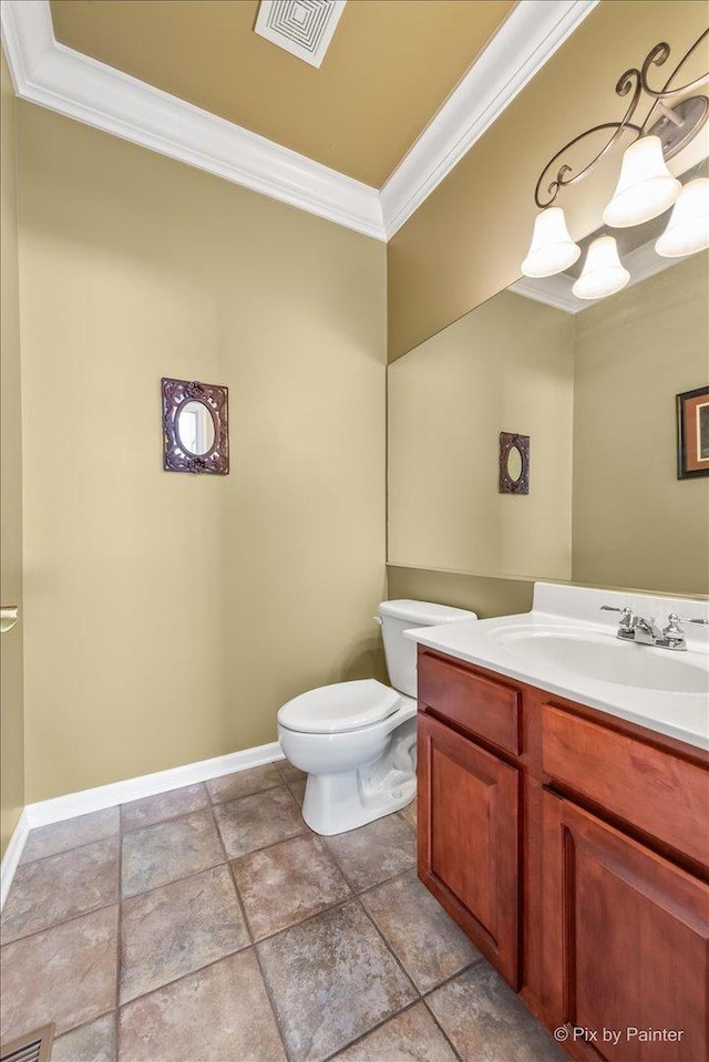 2636 Bainbridge Blvd, West Chicago, IL 60185 - half bath featuring crown molding and vanity