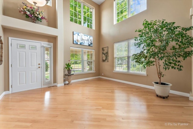 2636 Bainbridge Blvd, West Chicago, IL 60185 - entryway with plenty of natural light, light wood-style flooring, and a high ceiling