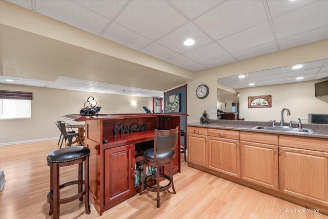 2636 Bainbridge Blvd, West Chicago, IL 60185 - indoor bar featuring light wood-style floors, a paneled ceiling, and recessed lighting