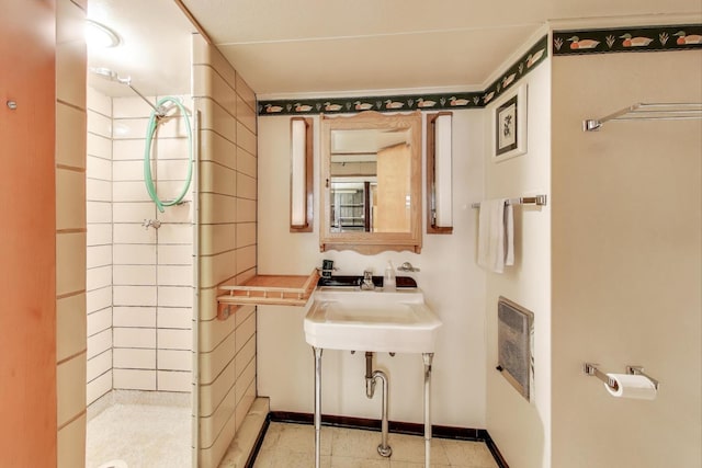 6339 S Kostner Ave, Chicago, IL 60629 - bathroom featuring a tile shower and heating unit