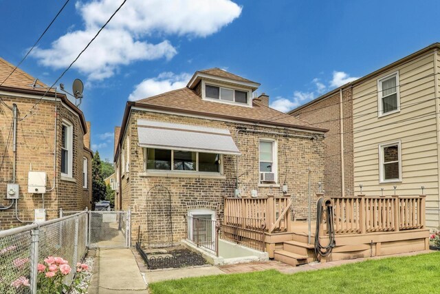 6339 S Kostner Ave, Chicago, IL 60629 - fenced backyard with a deck and an outdoor structure