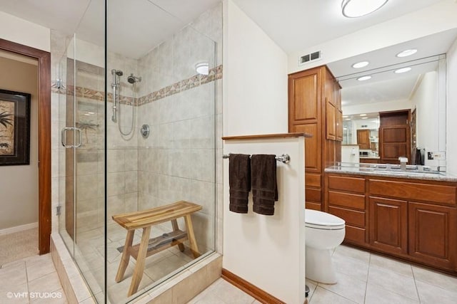1440 N State Pkwy Unit 21C, Chicago, IL 60610 - full bath with a stall shower, vanity, tile patterned flooring, and recessed lighting