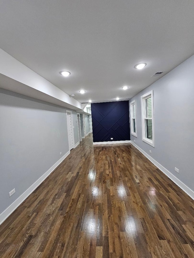 8809 S Lowe Ave, Chicago, IL 60620 - below grade area featuring dark wood-style flooring and recessed lighting