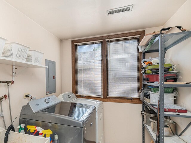 8712 Carriage Ln, Tinley Park, IL 60487 - laundry area with separate washer and dryer and electric panel