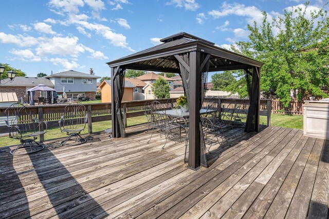 8712 Carriage Ln, Tinley Park, IL 60487 - wooden terrace featuring a gazebo and outdoor dining space