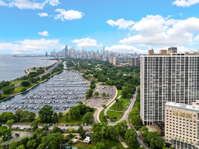 2909 N Sheridan Rd Unit 1601, Chicago, IL 60657 - drone / aerial view of city skyline and a large body of water