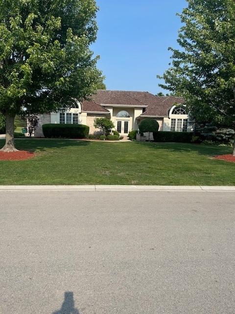 17 Ruffled Feathers Dr, Lemont, IL 60439 - single story home featuring a front lawn and stucco siding