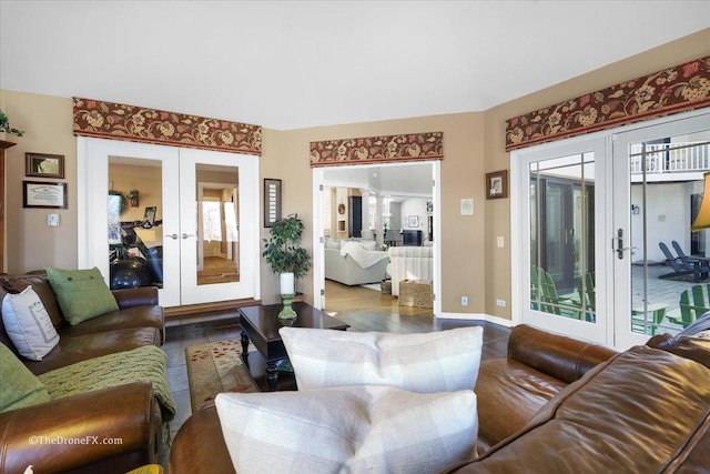 1417 Sherwood Ln, Geneva, IL 60134 - living room featuring french doors, healthy amount of natural light, and wood finished floors