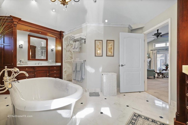 1417 Sherwood Ln, Geneva, IL 60134 - full bathroom with a soaking tub, vanity, and a ceiling fan
