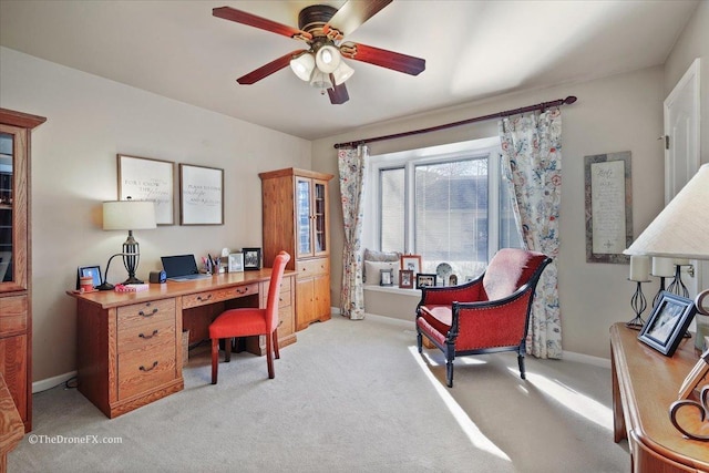 1417 Sherwood Ln, Geneva, IL 60134 - home office featuring ceiling fan and light carpet