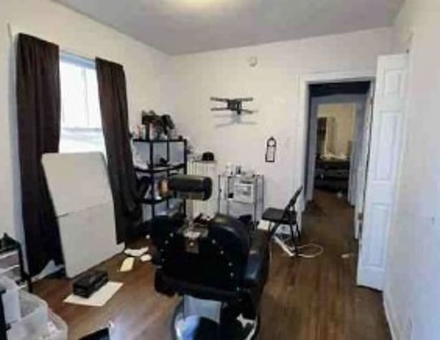 2626 W 96th Pl, Evergreen Park, IL 60805 - home office with dark wood-type flooring and ceiling fan