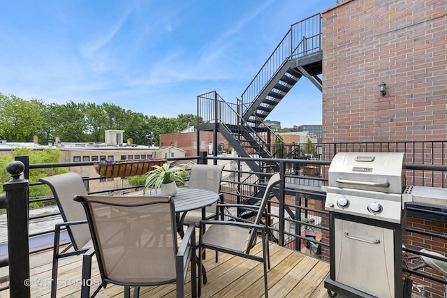 821 W Wrightwood Ave Unit 3, Chicago, IL 60614 - wooden deck featuring stairway and grilling area
