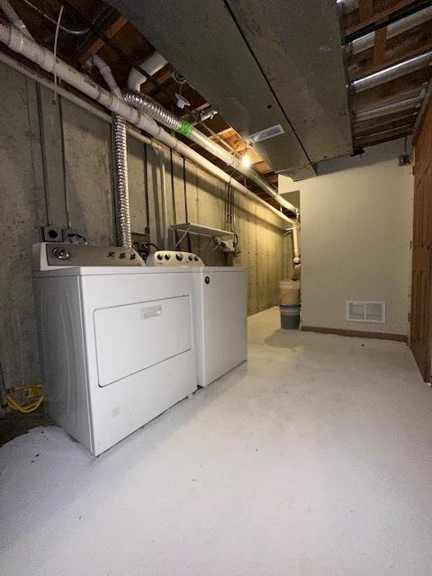 124 Village Creek Dr, Lake In The Hills, IL 60156 - unfinished below grade area with washer and clothes dryer