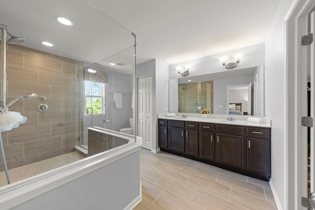 27W120 Timber Creek Dr, Winfield, IL 60190 - full bath featuring tiled shower, double vanity, and recessed lighting