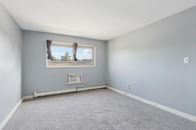 1320A Lore Ln Unit 204, Lombard, IL 60148 - empty room featuring a baseboard heating unit, carpet, and a wall mounted air conditioner