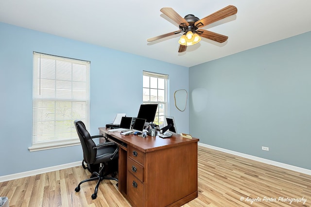 3123 Concord Ln, Wadsworth, IL 60083 - office area with light wood-style flooring and ceiling fan