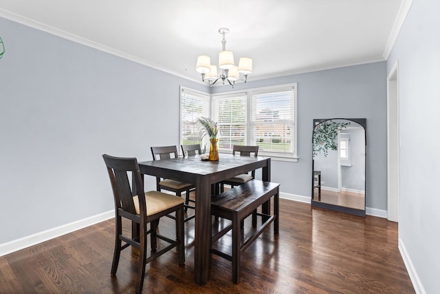 10341 Canterbury St, Westchester, IL 60154 - dining area featuring a chandelier, ornamental molding, and dark wood-type flooring