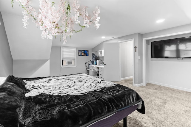 10341 Canterbury St, Westchester, IL 60154 - bedroom featuring carpet floors, vaulted ceiling, cooling unit, and recessed lighting