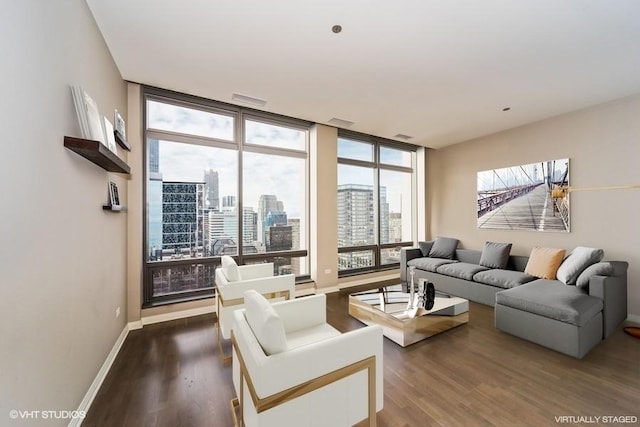 65 E Monroe St Unit 4010, Chicago, IL 60603 - living room featuring dark wood-type flooring and a city view