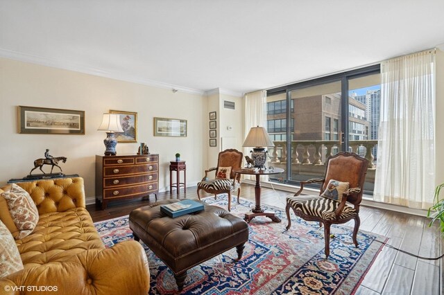 1250 N Dearborn St Unit 16B, Chicago, IL 60610 - living area with wood finished floors and crown molding