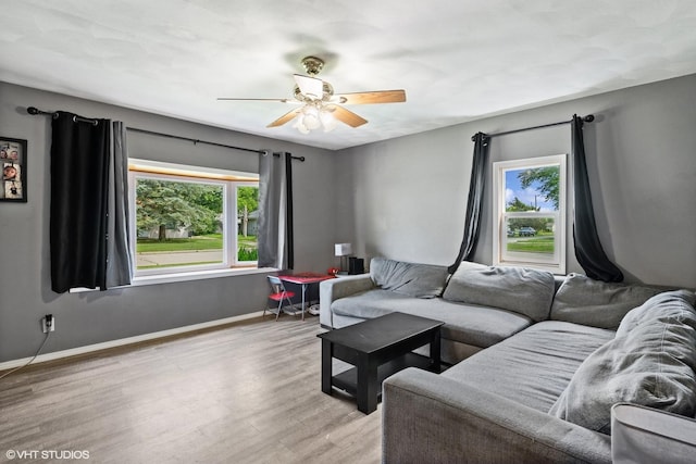 1923 Barbara Ln, South Beloit, IL 61080 - living room featuring a ceiling fan and wood finished floors