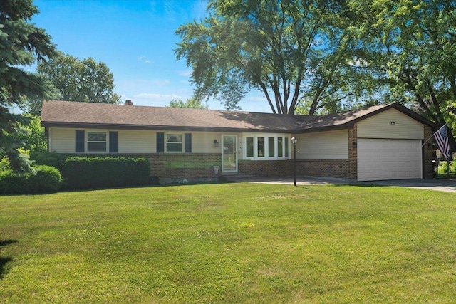 1514 N N Ave, Mchenry, IL 60050 - ranch-style home featuring brick siding, a garage, a front lawn, and driveway