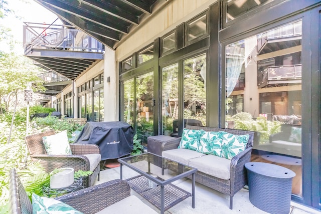 1070 W 15th St Unit 105, Chicago, IL 60608 - view of patio featuring a grill and an outdoor living space