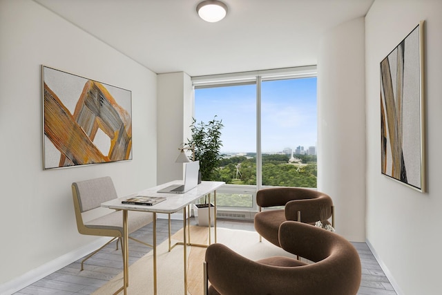340 E Randolph St Unit 803, Chicago, IL 60601 - office area featuring wood finished floors and floor to ceiling windows