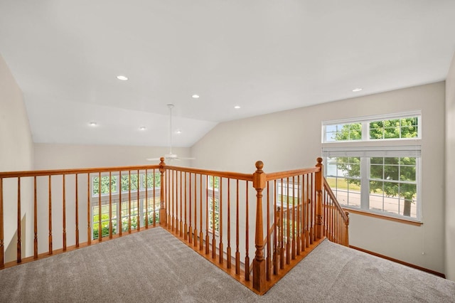 619 Northgate Dr, Sycamore, IL 60178 - hallway with carpet flooring, recessed lighting, and vaulted ceiling