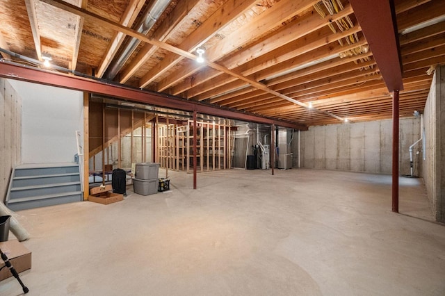 619 Northgate Dr, Sycamore, IL 60178 - unfinished below grade area with stairs and heating unit