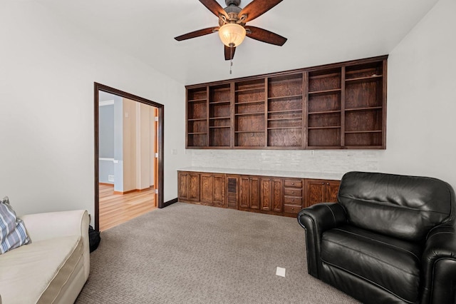 619 Northgate Dr, Sycamore, IL 60178 - sitting room featuring a ceiling fan and light carpet