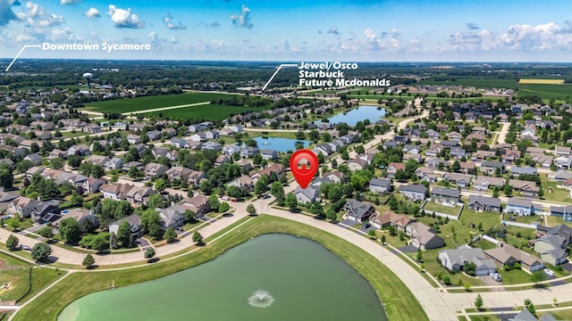 619 Northgate Dr, Sycamore, IL 60178 - aerial view of property and surrounding area with a nearby body of water and nearby suburban area