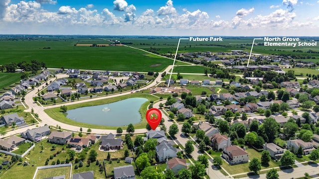 619 Northgate Dr, Sycamore, IL 60178 - aerial perspective of suburban area featuring a nearby body of water